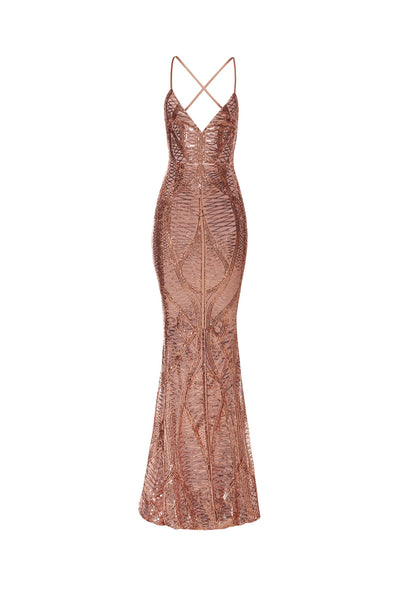 Rosamund Rose Gold Sequin Gown Afterpay Zip Pay Sezzle 6194