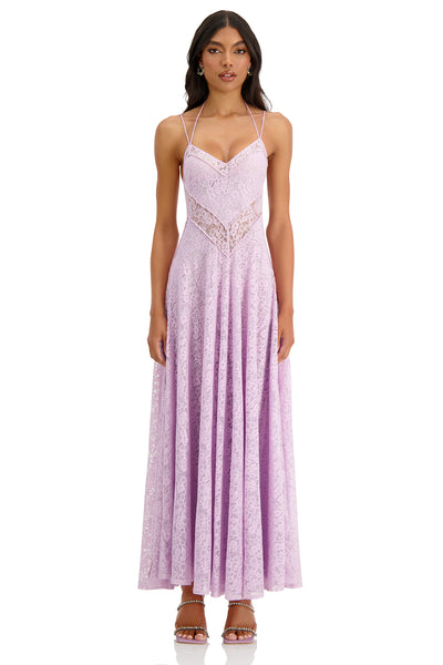 Flavia Lilac Lace Maxi Dress