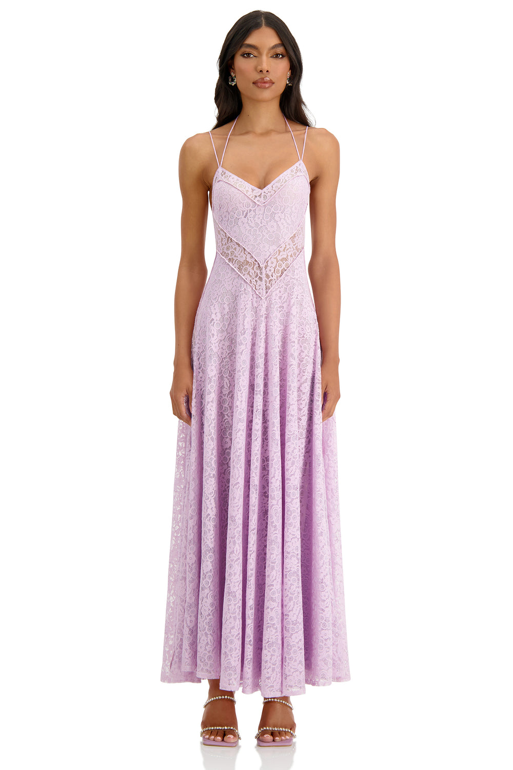 Flavia Lilac Lace Maxi Dress