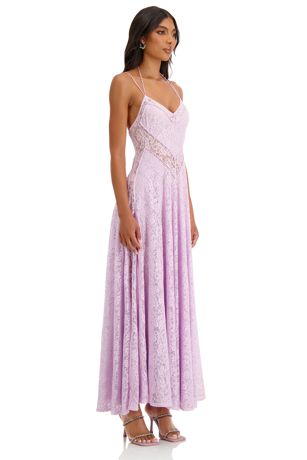 Flavia Lilac Lace Maxi Dress