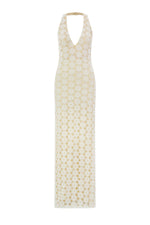 Allegra Crochet White & Nude Maxi Dress