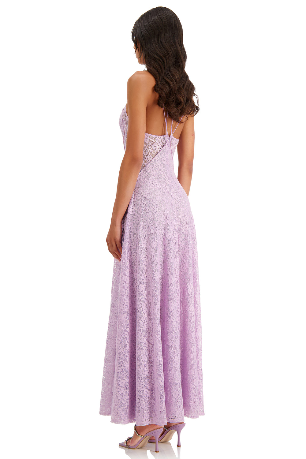 Flavia Lilac Lace Maxi Dress