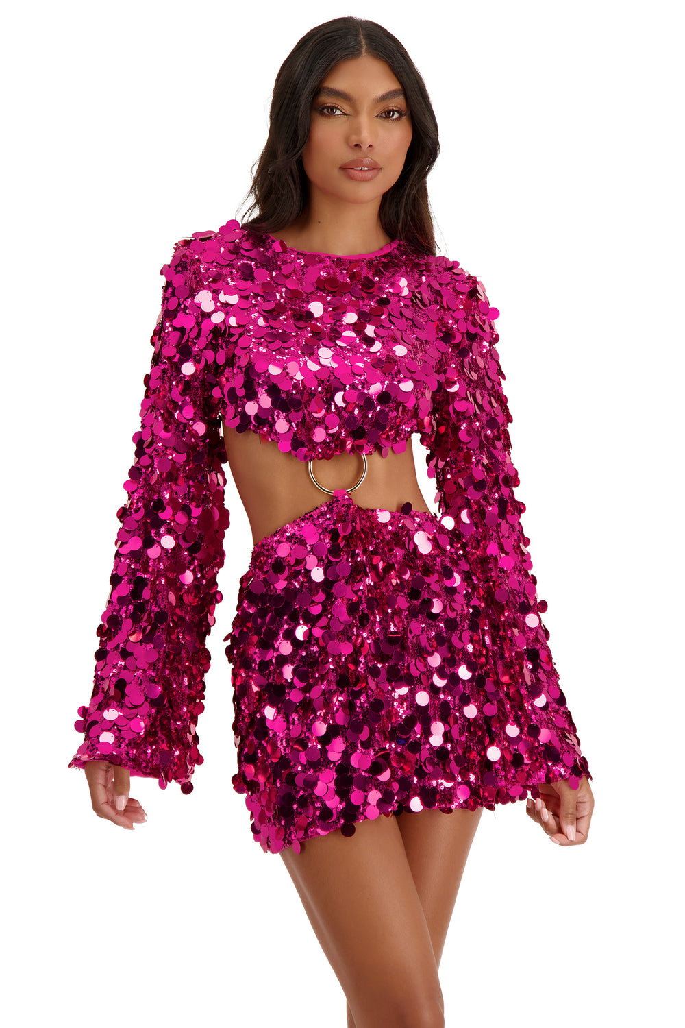 Giordanya Pink Sequin Mini Dress