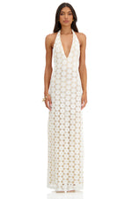 Allegra Crochet White & Nude Maxi Dress