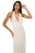 Allegra Crochet White & Nude Maxi Dress