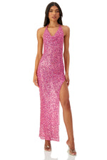 Cadenza Pink Sequin Maxi Dress