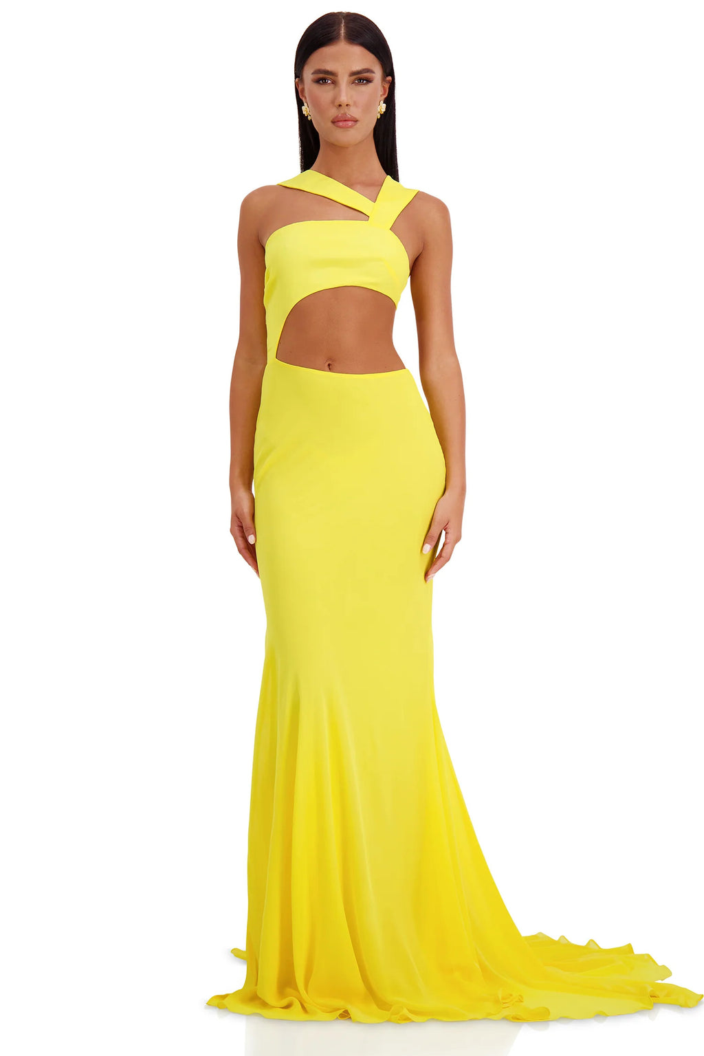 Graziana Yellow Chiffon Maxi Dress