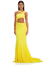 Graziana Yellow Chiffon Maxi Dress