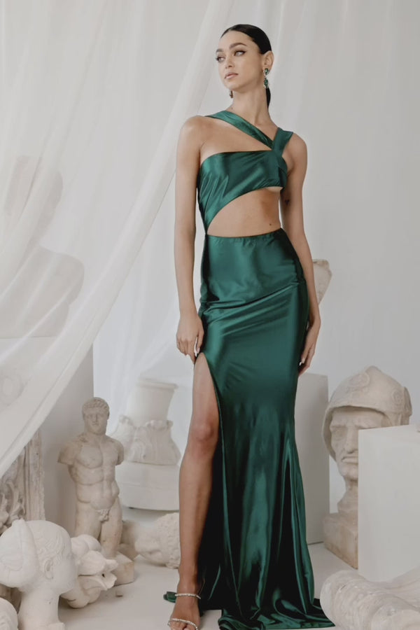 Vera Emerald Satin Formal Gown | Afterpay | Klarna | Zip Pay