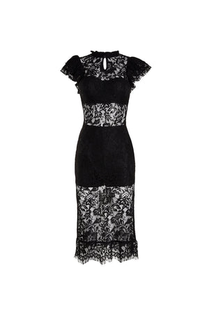 Francine Sheer Black Lace Midi Dress | Afterpay | Laybuy | Klarna