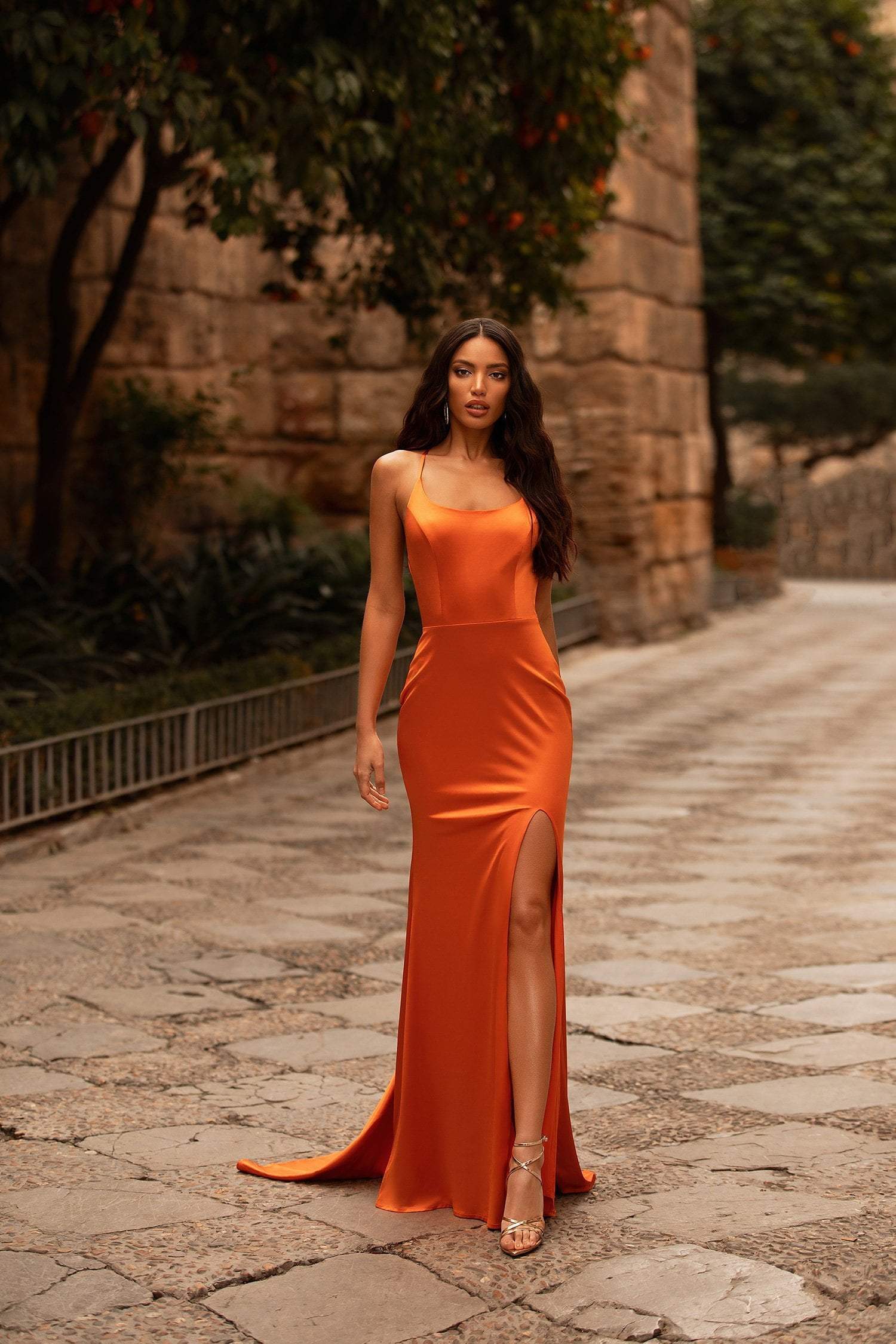 Emilita Orange Satin Gown | Afterpay | Zip Pay | Sezzle | LayBuy