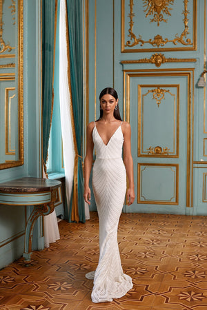 ALISSA  Halter White Sequin Formal Dress – Envious Bridal & Formal