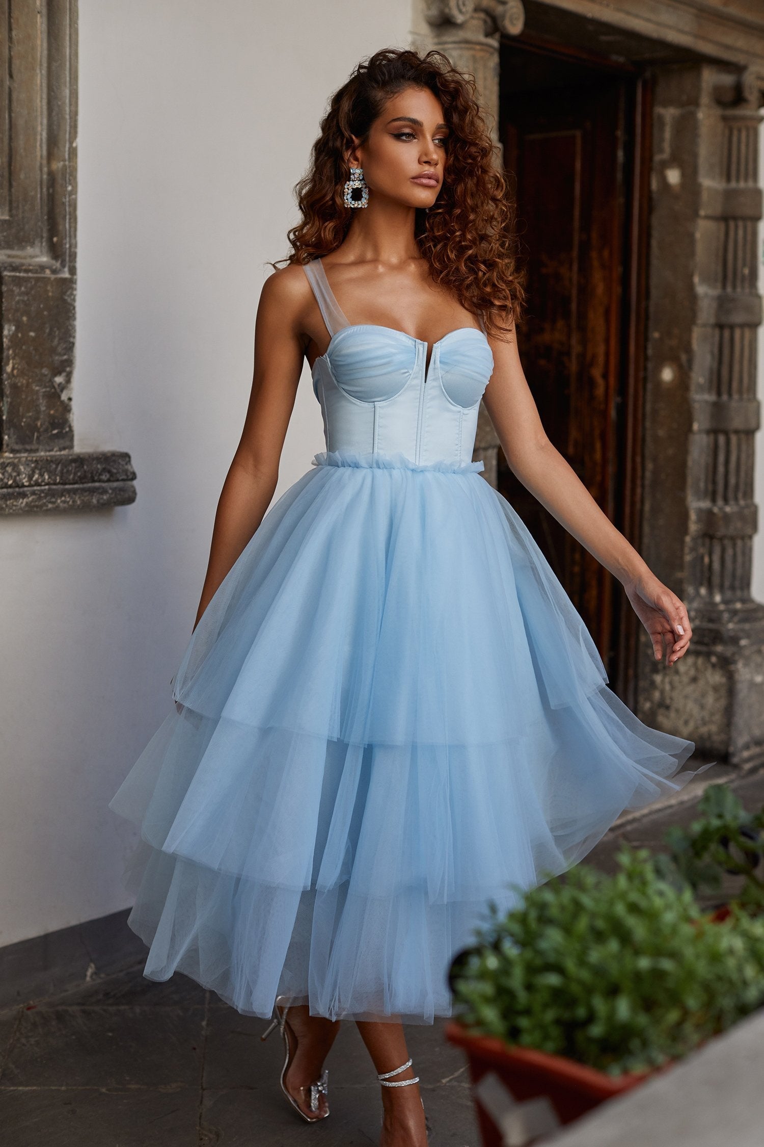 Jolie Baby Blue Tulle Midi Dress | Afterpay | Klarna | Zip Pay