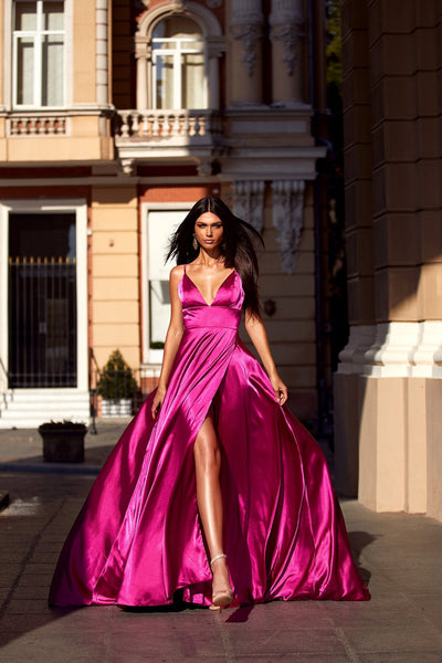 Ruru Fuchsia Satin Gown | Afterpay | Zip Pay | Sezzle | Lay Buy