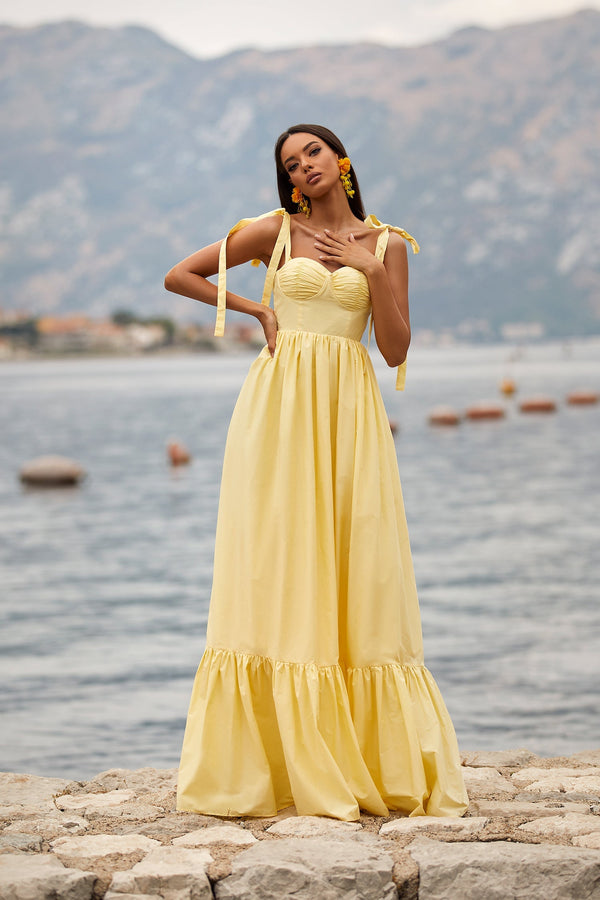 Lina Yellow Poplin Maxi Dress | Afterpay | Laybuy | Klarna | Zip Pay