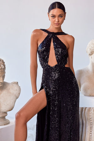 Vittoria Black Sequin Gown | Afterpay | Laybuy | Klarna | Zip Pay