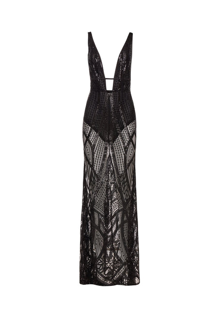 Regina Black Sequin Sheer Gown | Afterpay | Laybuy | Klarna